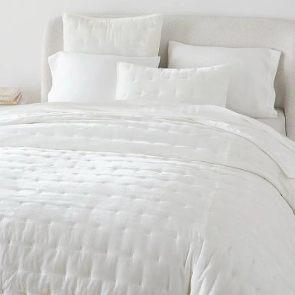 West Elm White Velvet Comforter